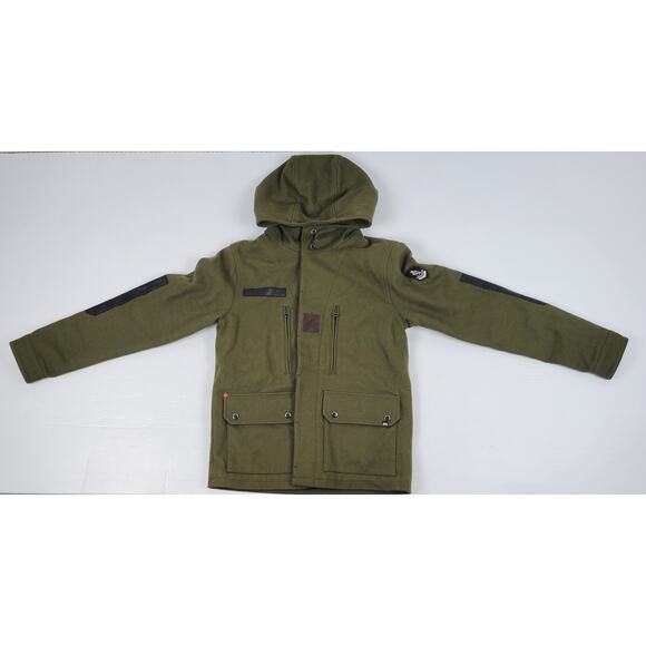 Izzue IZ-X04-Army Green Wool Blend Mens Large Button Military Style Heavy Jacket - Picture 1 of 16